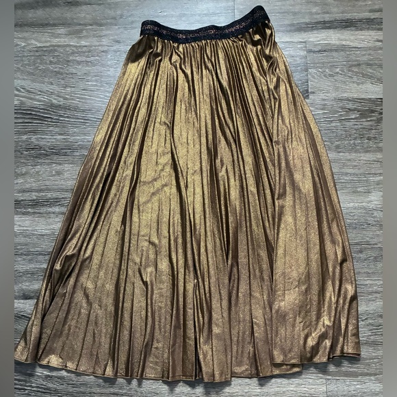 Dresses & Skirts - Never Worn . Gold Pleated Maxi Skirt. Size Small